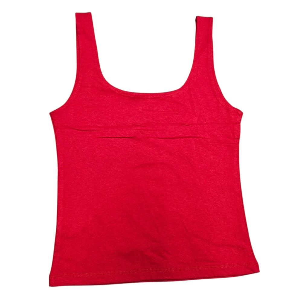 Ambiance Tank Top Womens S Red Scoop Neck Stretch Basics Minimalist‎ Layering